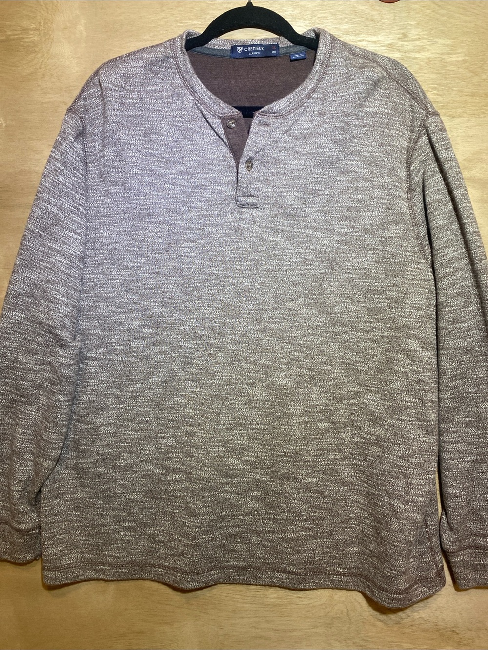 CREMIEUX brown heathered henley long sleeve shirt